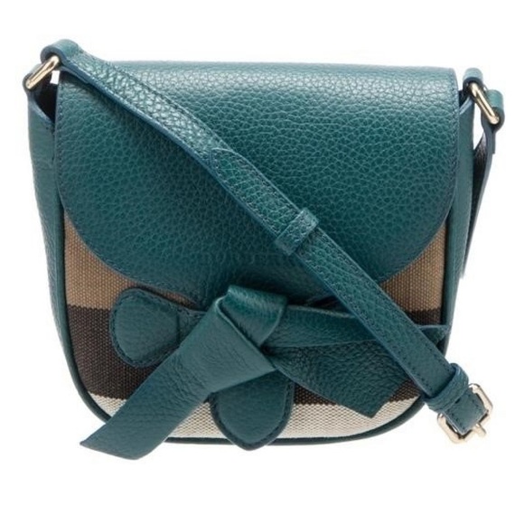 Burberry Teal and Brown Crossbody Shoulder Saddle Bag Purse - Picture 1 of 8